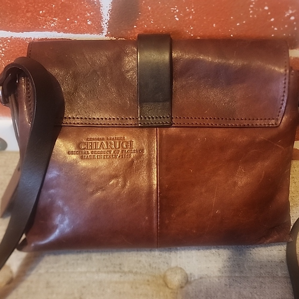 🙀 FLORENCE, ITALY Chiarugi Brown Leather Crossbody Bag 😽 - Picture 3 of 9
